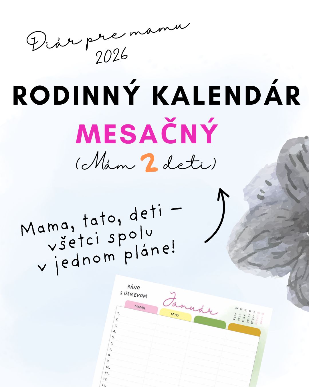 2 deti mesacny kalendar